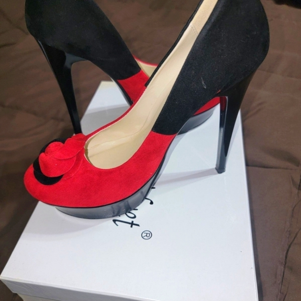 Midnight Velvet Red/Black Suede Stilettos